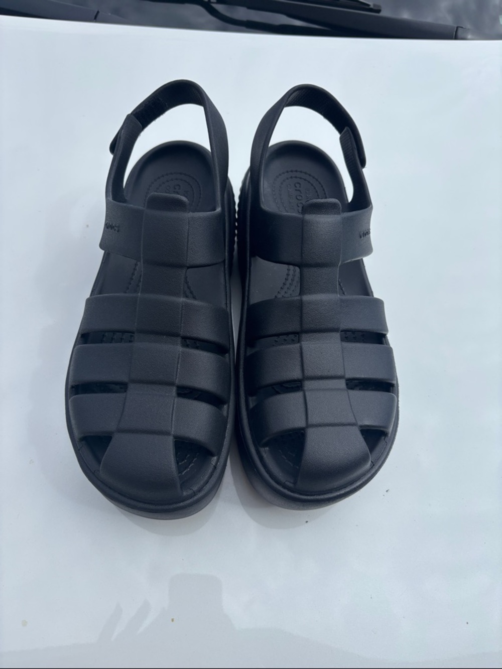 CROCS Women Black Jelly Fisherman Sandals with Back Strap